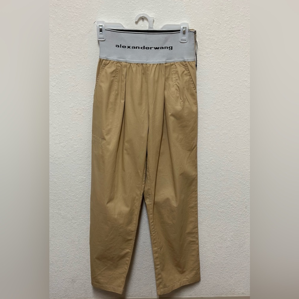 Alexander Wang Beige Logo Elastic Carrot Trousers Size M